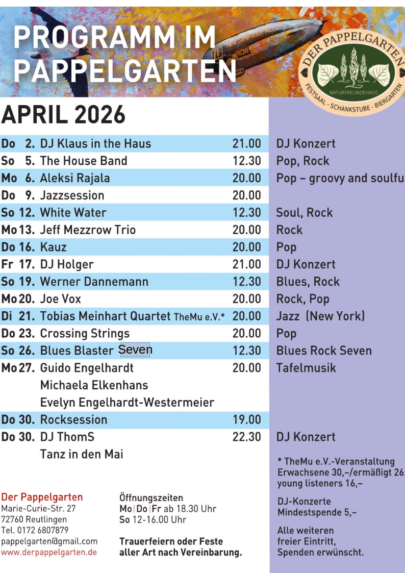 Programm - Pappelgarten - April 2026