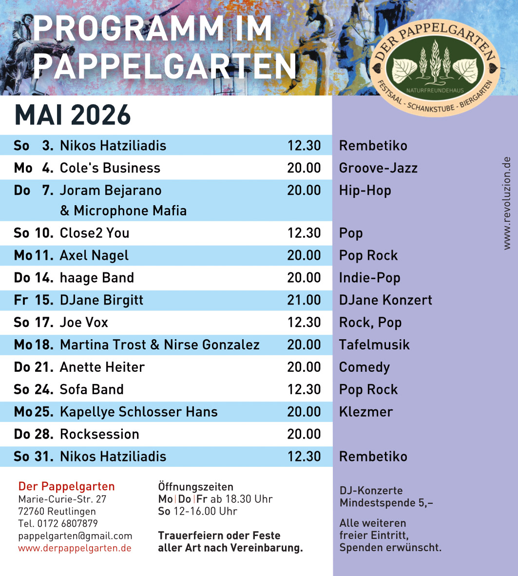 Programm - Pappelgarten - Mai 2026