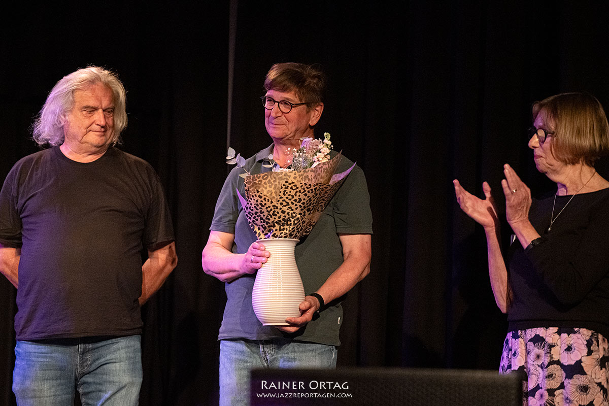 Manfred M&uuml;ller, Luz Weber, Christ W&ouml;rner beim Wechsel im Jazz