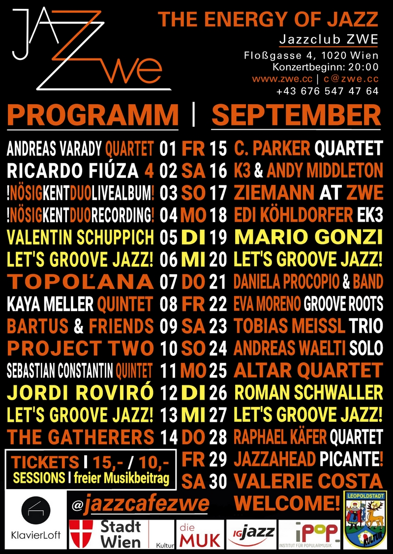 Jazzclub ZWE Wien Programm September 2023