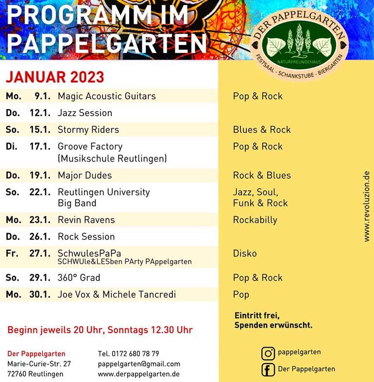 Pappelgarten Programm Januar 2023